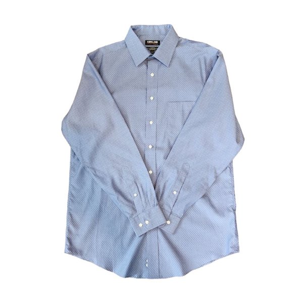 Kirkland Signature Shirt Men's Size L Blue Long Sleeve Classic Button Up NEW - Picture 5 of 14